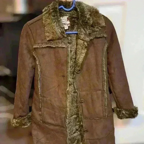 Place Other - Place Premium Girls Brown faux Suede fur lined and trimmed jacket sz 10/…